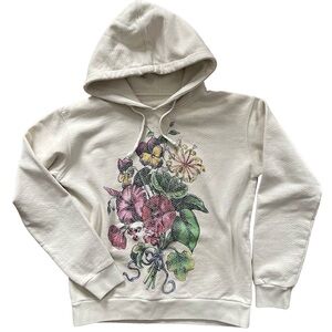 Floral Print Beige Hoodie Sweatshirt